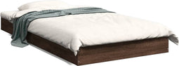 vidaXL - Bedframe - zonder - matras - bewerkt - hout - bruin - eikenkleur - 90x190 - cm