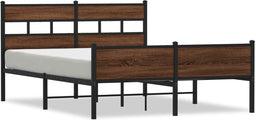 vidaXL - Bedframe - zonder - matras - bewerkt - hout - bruin - eikenkleur - 140x190 - cm
