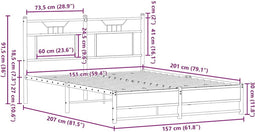 vidaXL - Bedframe - zonder - matras - bewerkt - hout - bruin - eikenkleur - 150x200 - cm