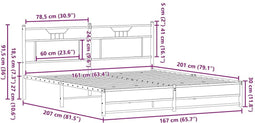 vidaXL - Bedframe - zonder - matras - bewerkt - hout - bruin - eikenkleur - 160x200 - cm