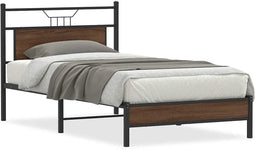 vidaXL - Bedframe - zonder - matras - bewerkt - hout - bruin - eikenkleur - 100x190 - cm