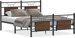 vidaXL - Bedframe - zonder - matras - bewerkt - hout - bruin - eikenkleur - 137x190 - cm