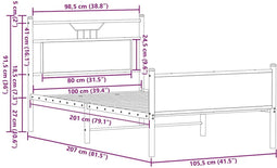vidaXL - Bedframe - zonder - matras - bewerkt - hout - bruin - eikenkleur - 100x200 - cm