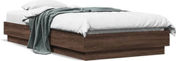 vidaXL - Bedframe - zonder - matras - bewerkt - hout - bruin - eikenkleur - 75x190 - cm