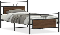 vidaXL - Bedframe - zonder - matras - bewerkt - hout - bruin - eikenkleur - 100x190 - cm
