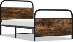vidaXL - Bedframe - zonder - matras - bewerkt - hout - gerookt - eiken - 90x200 - cm