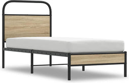 vidaXL - Bedframe - zonder - matras - bewerkt - hout - gerookt - eiken - 80x200 - cm
