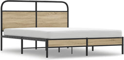 vidaXL - Bedframe - zonder - matras - bewerkt - hout - gerookt - eiken - 150x200 - cm