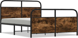 vidaXL - Bedframe - zonder - matras - bewerkt - hout - gerookt - eiken - 120x190 - cm