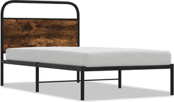 vidaXL - Bedframe - zonder - matras - bewerkt - hout - gerookt - eiken - 107x203 - cm