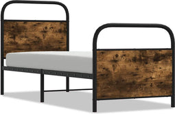 vidaXL - Bedframe - zonder - matras - bewerkt - hout - gerookt - eiken - 80x200 - cm