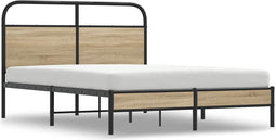 vidaXL - Bedframe - zonder - matras - bewerkt - hout - gerookt - eiken - 140x190 - cm