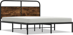 vidaXL - Bedframe - zonder - matras - bewerkt - hout - gerookt - eiken - 140x200 - cm