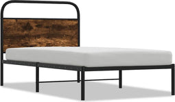 vidaXL - Bedframe - zonder - matras - bewerkt - hout - gerookt - eiken - 100x200 - cm