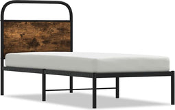 vidaXL - Bedframe - zonder - matras - bewerkt - hout - gerookt - eiken - 80x200 - cm