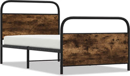 vidaXL - Bedframe - zonder - matras - bewerkt - hout - gerookt - eiken - 100x200 - cm