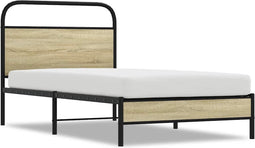 vidaXL - Bedframe - zonder - matras - bewerkt - hout - sonoma - eikenkleur - 90x190 - cm