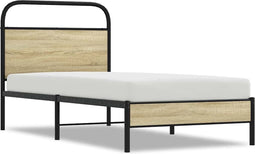 vidaXL - Bedframe - zonder - matras - bewerkt - hout - sonoma - eikenkleur - 75x190 - cm