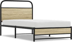 vidaXL - Bedframe - zonder - matras - bewerkt - hout - sonoma - eikenkleur - 100x200cm