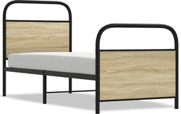vidaXL - Bedframe - zonder - matras - bewerkt - hout - sonoma - eikenkleur - 75x190 - cm