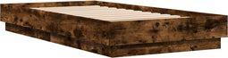 vidaXL - Bedframe - zonder - matras - hout - gerookt - eikenkleurig - 75x190 - cm