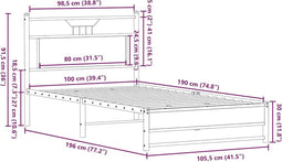 vidaXL - Bedframe - zonder - matras - hout - gerookt - eikenkleurig - 100x190 - cm
