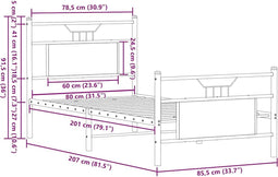 vidaXL - Bedframe - zonder - matras - hout - gerookt - eikenkleurig - 80x200 - cm