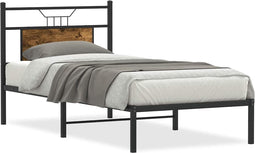 vidaXL - Bedframe - zonder - matras - hout - gerookt - eikenkleurig - 90x190 - cm