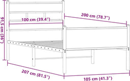 vidaXL - Bedframe - zonder - matras - hout - gerookt - eikenkleurig - 100x200 - cm