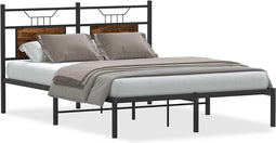 vidaXL - Bedframe - zonder - matras - hout - gerookt - eikenkleurig - 150x200 - cm