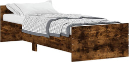 vidaXL - Bedframe - zonder - matras - hout - gerookt - eikenkleurig - 75x190 - cm