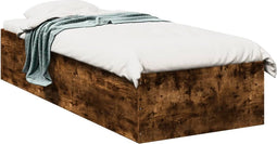 vidaXL - Bedframe - zonder - matras - hout - gerookt - eikenkleurig - 75x190 - cm