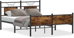 vidaXL - Bedframe - zonder - matras - hout - gerookt - eikenkleurig - 137x190 - cm