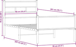 vidaXL - Bedframe - zonder - matras - hout - gerookt - eikenkleurig - 90x200 - cm