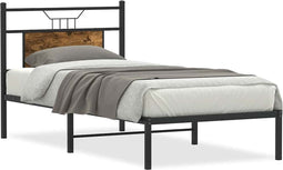 vidaXL - Bedframe - zonder - matras - hout - gerookt - eikenkleurig - 80x200 - cm