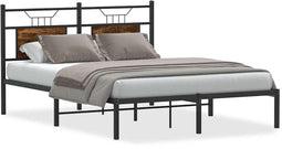 vidaXL - Bedframe - zonder - matras - hout - gerookt - eikenkleurig - 137x190 - cm