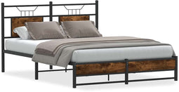 vidaXL - Bedframe - zonder - matras - hout - gerookt - eikenkleurig - 137x190 - cm