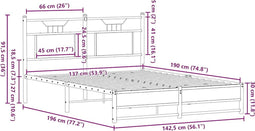 vidaXL - Bedframe - zonder - matras - hout - sonoma - eikenkleurig - 137x190 - cm