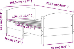 vidaXL - Bedframe - zonder - matras - massief - grenenhout - 100x200 - cm