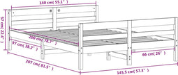 vidaXL - Bedframe - zonder - matras - massief - grenenhout - 140x200 - cm