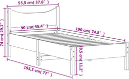 vidaXL - Bedframe - zonder - matras - massief - grenenhout - 90x190 - cm