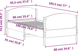 vidaXL - Bedframe - zonder - matras - massief - grenenhout - 90x190 - cm