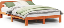 vidaXL - Bedframe - zonder - matras - massief - grenenhout - wasbruin - 120x190 - cm