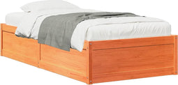 vidaXL - Bedframe - zonder - matras - massief - grenenhout - wasbruin - 75x190 - cm