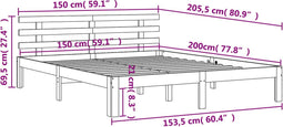 vidaXL - Bedframe - zonder - matras - massief - grenenhout - wasbruin - 150x200 - cm