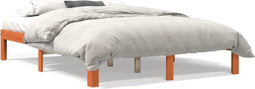 vidaXL - Bedframe - zonder - matras - massief - grenenhout - wasbruin - 135x190 - cm