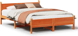 vidaXL - Bedframe - zonder - matras - massief - grenenhout - wasbruin - 135x190 - cm