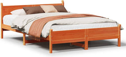 vidaXL - Bedframe - zonder - matras - massief - grenenhout - wasbruin - 120x190 - cm
