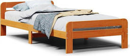 vidaXL - Bedframe - zonder - matras - massief - grenenhout - wasbruin - 75x190 - cm