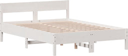 vidaXL - Bedframe - zonder - matras - massief - grenenhout - wit - 135x190 - cm